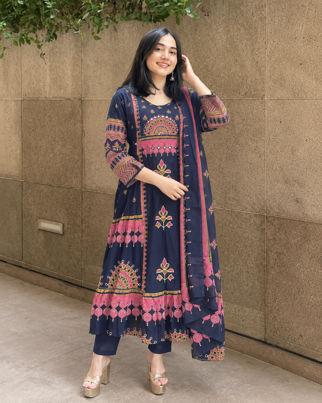 Festive Mandala Kalidar Kurti Set