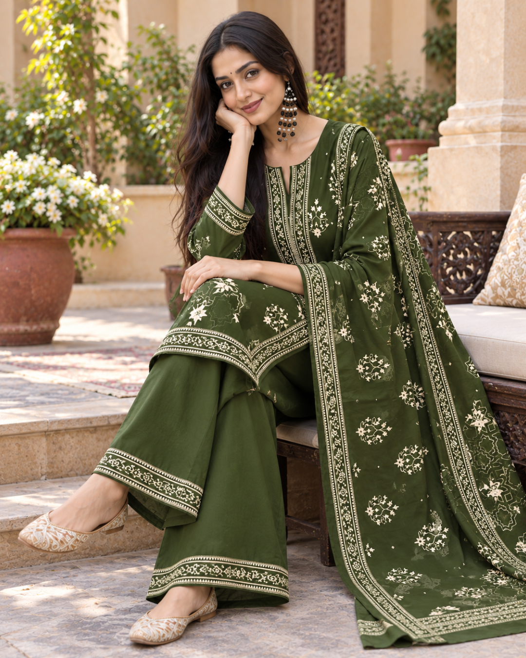 Zoya Olive Straight Kurti Set