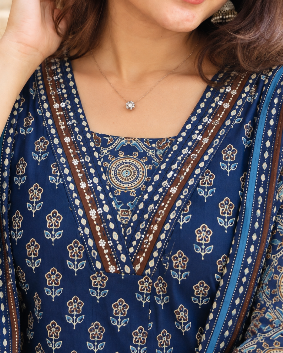 Ananya Indigo Ajrakh Kurti Set