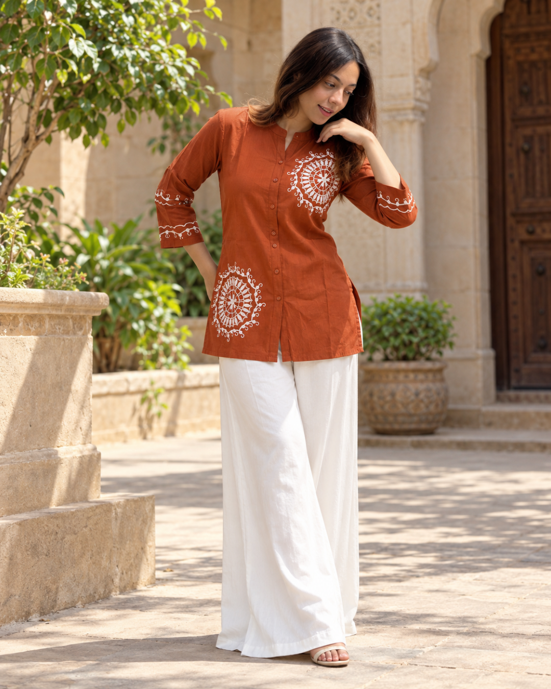 Tanvi Rust Mandala Short Kurti