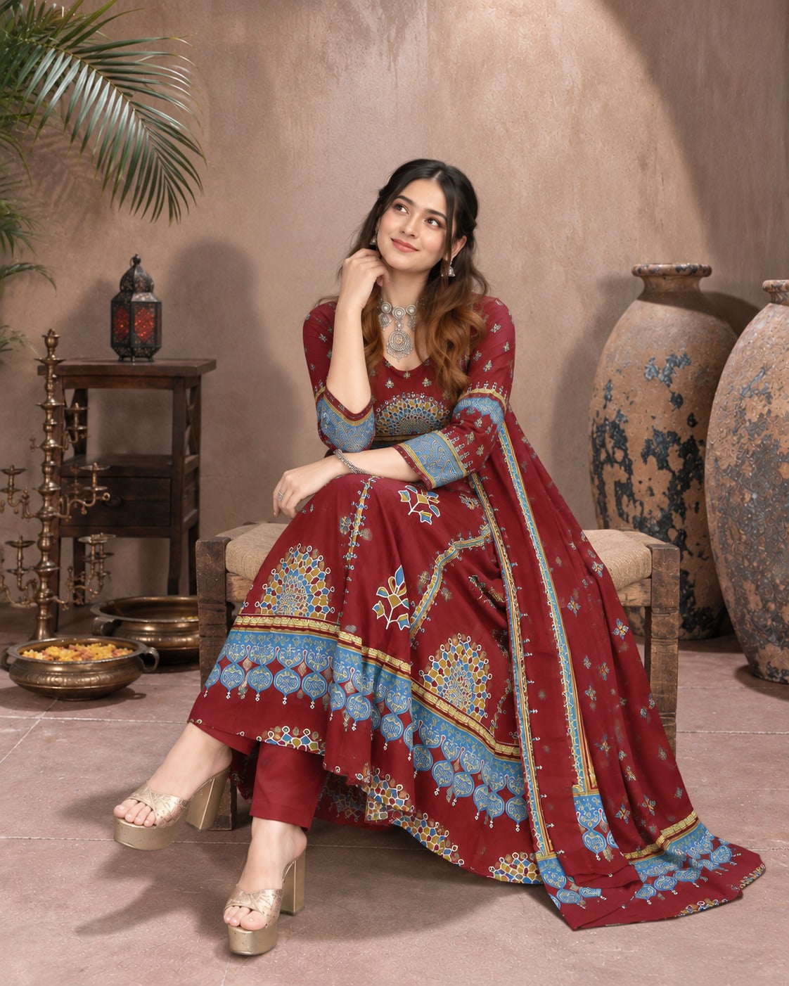 Festive Mandala Kalidar Kurti Set