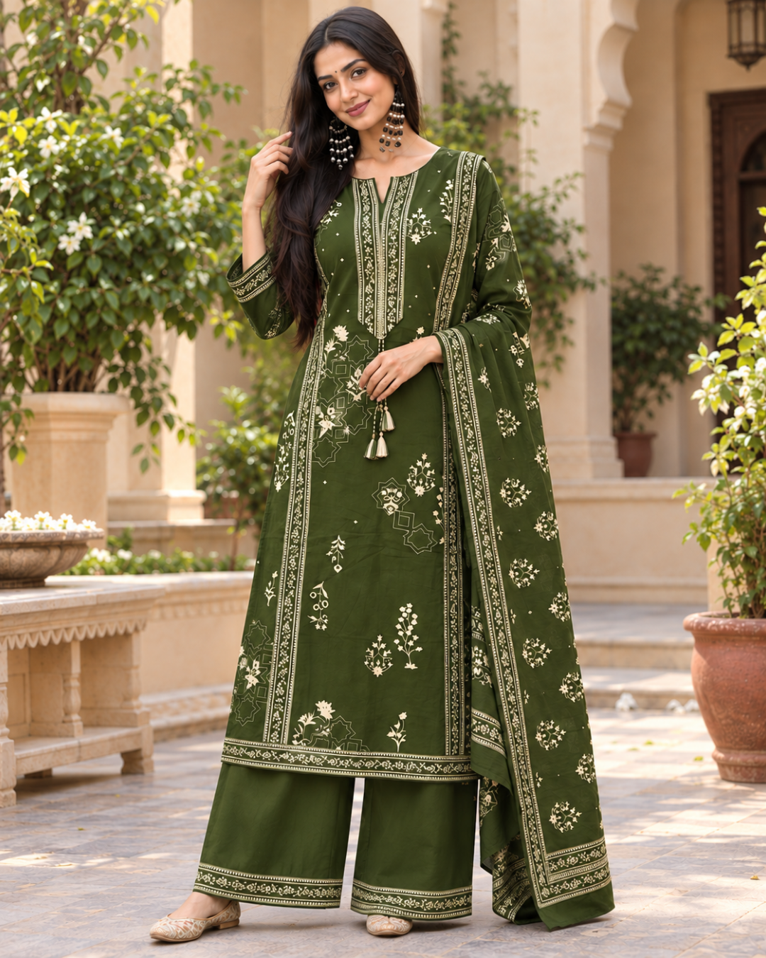 Zoya Olive Straight Kurti Set