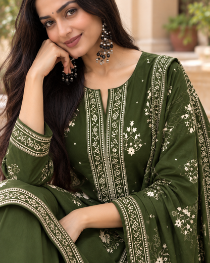 Zoya Olive Straight Kurti Set