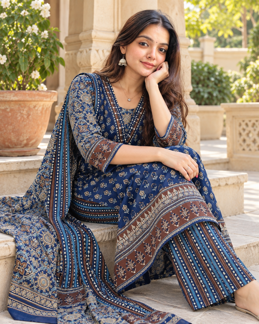 Ananya Indigo Ajrakh Kurti Set