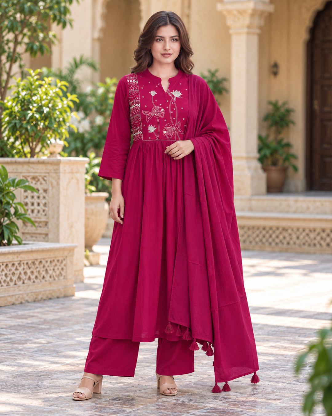 Nyla Fuchsia Lotus Anarkali Set