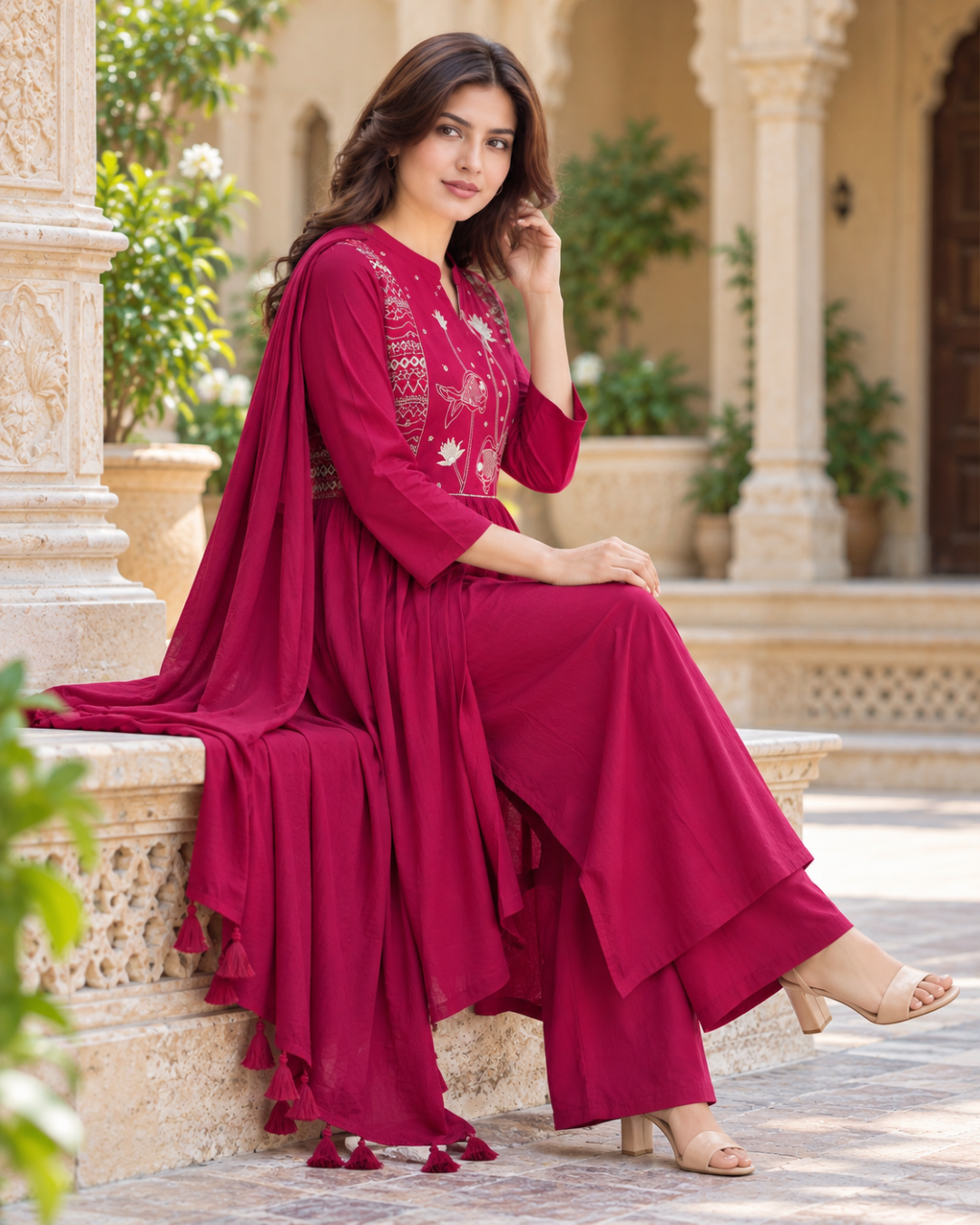 Nyla Fuchsia Lotus Anarkali Set