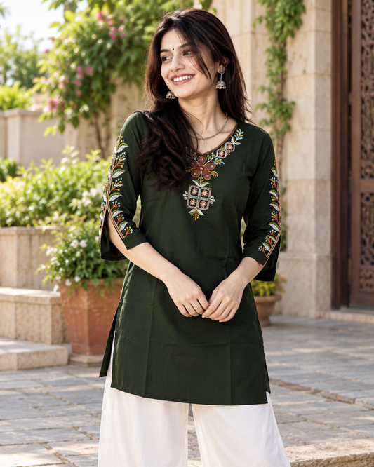 Tarini Forest Embroidered Short Kurti