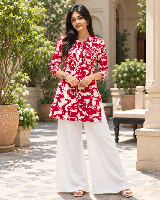 Riddhi Crimson Floral Tunic