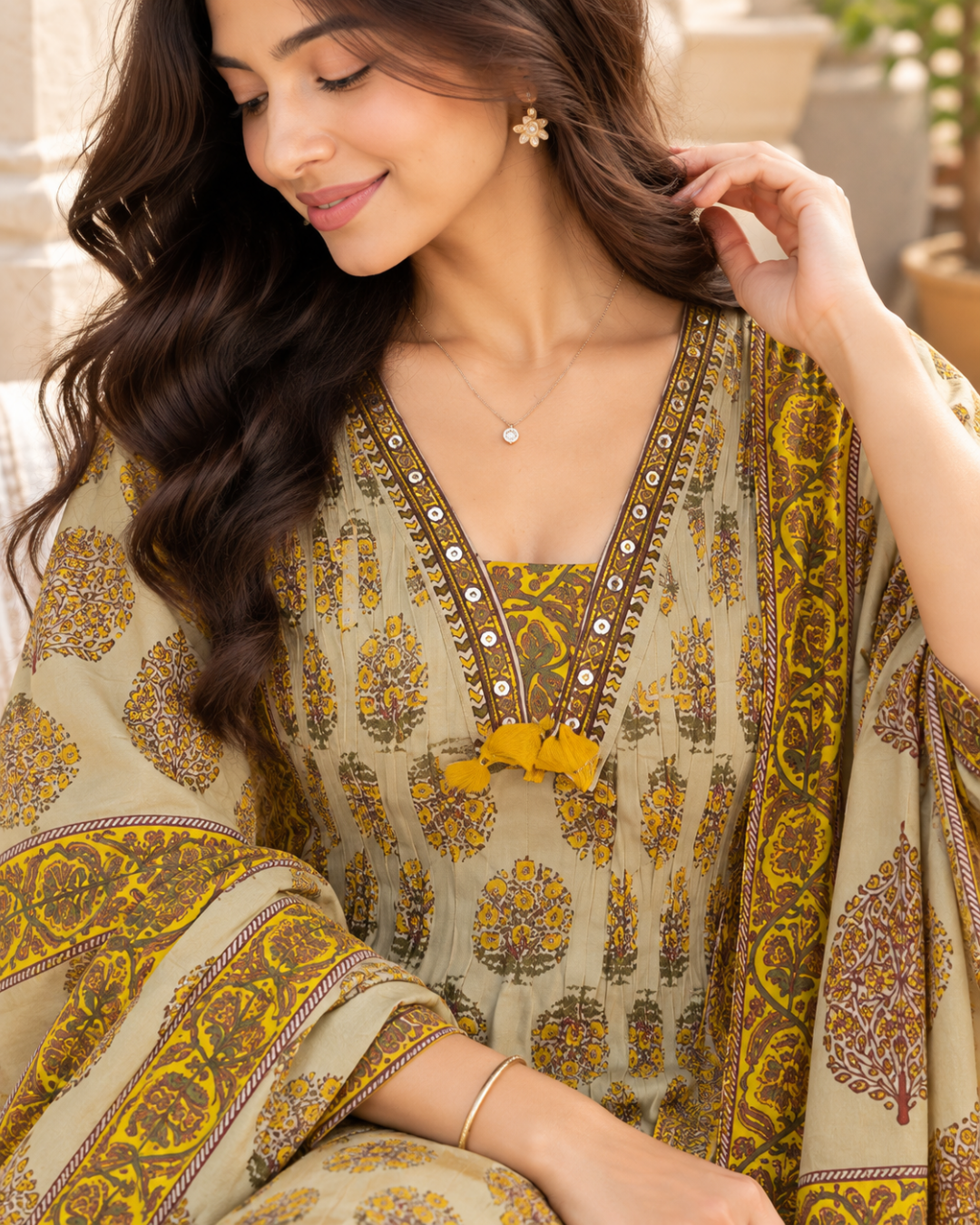 Sitara Sage Boota Kurti Set