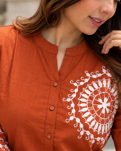 Tanvi Rust Mandala Short Kurti