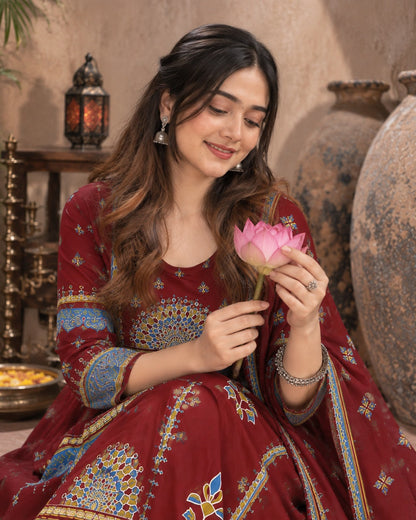 Festive Mandala Kalidar Kurti Set